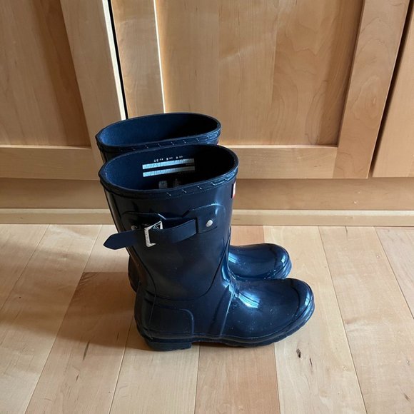 Hunter Original Short Gloss Wellies Rainboots Navy - Picture 4 of 5